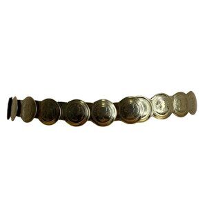 Vintage Coin Medallion Belt With Black Elastic Band & Gold-Tone Metal Coins